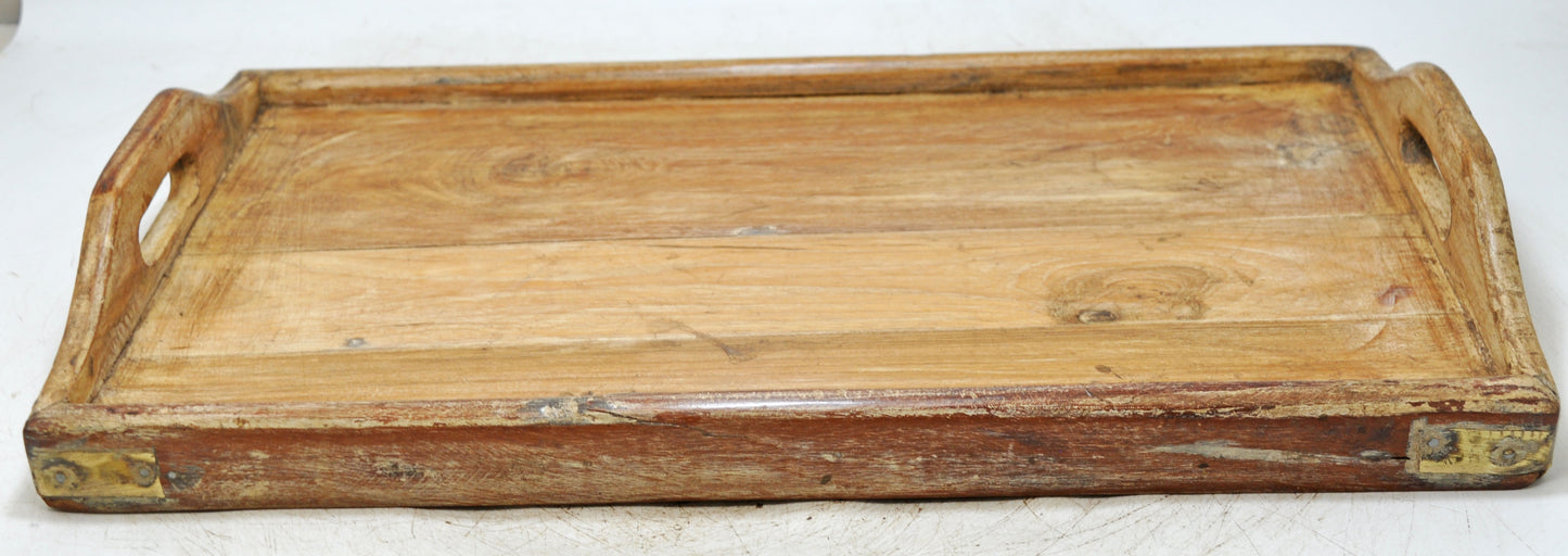 Antique Wooden Large Serving Tray Original Old Hand Crafted