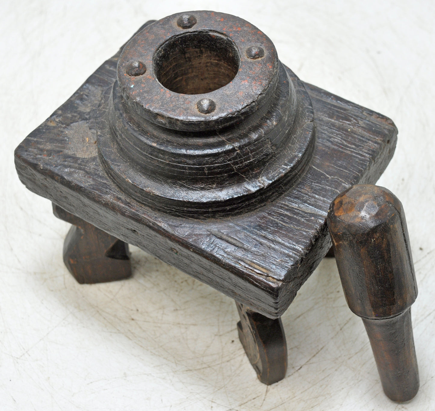 Antique Wooden Tribal Mortar and Pestle Grinder Original Old Fine Hand Carved