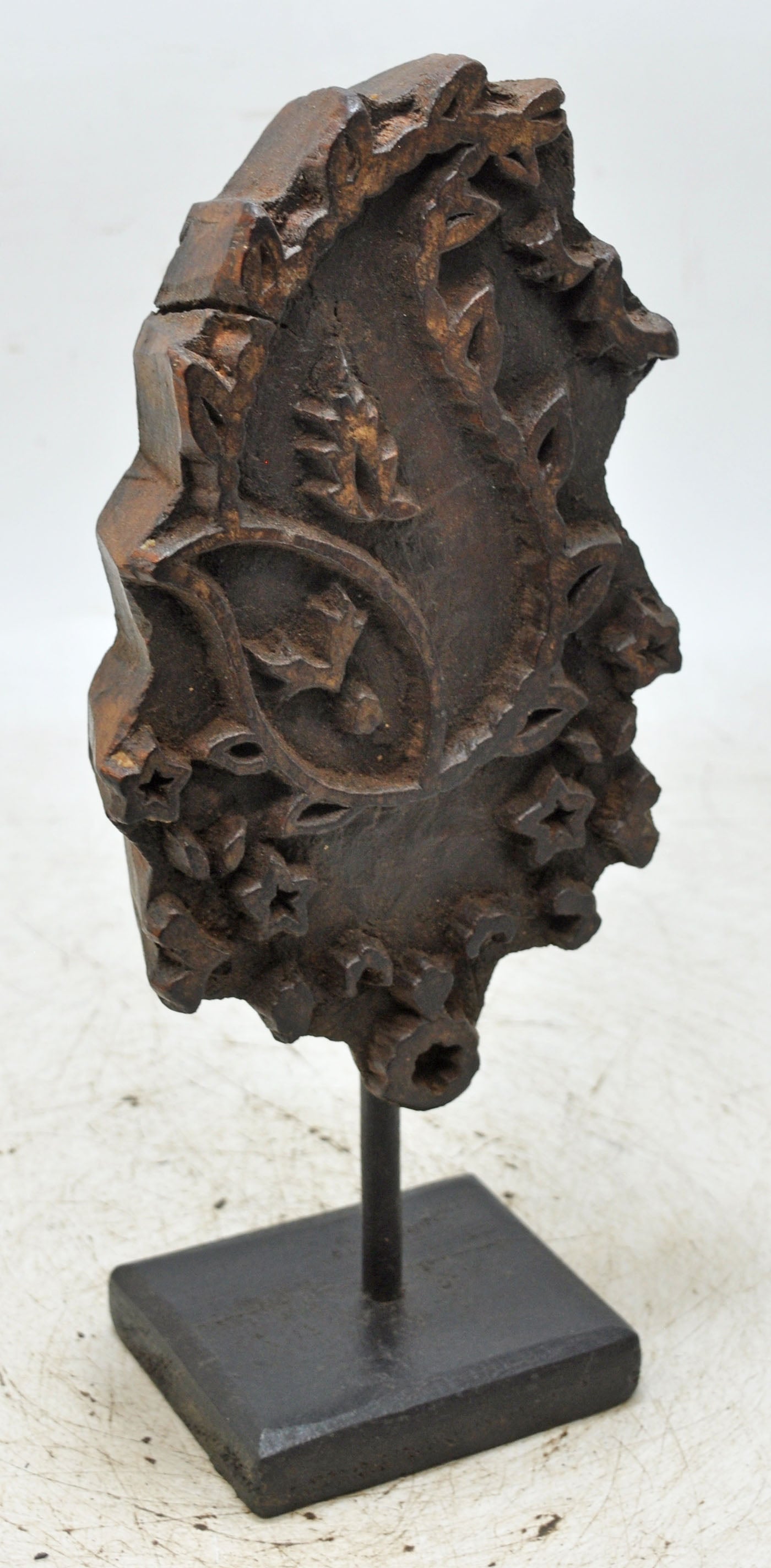 Antique Wooden Textile Printing Block Original Old Hand Carved Floral Design