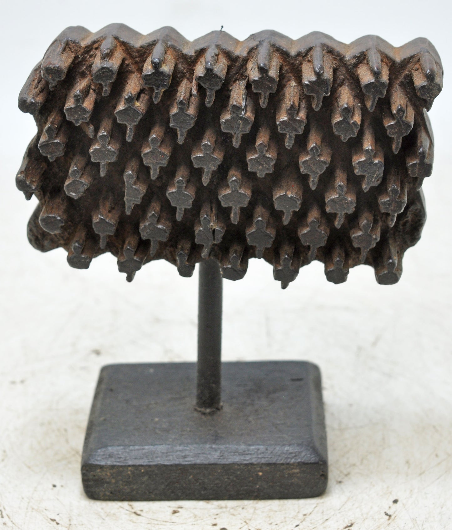 Antique Wooden Textile Printing Block Original Old Hand Carved Floral Design