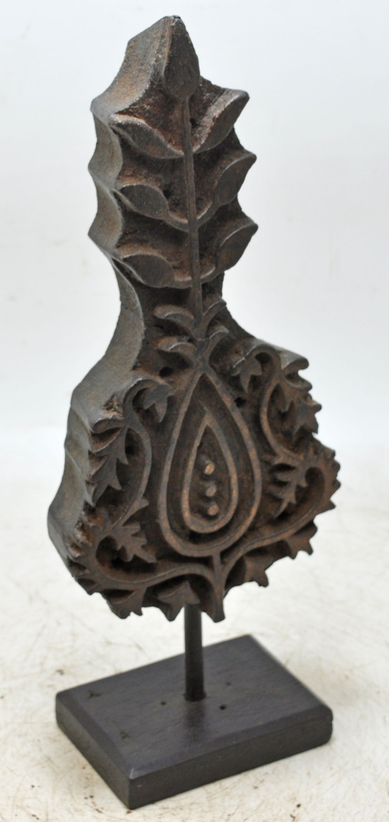 Antique Wooden Textile Printing Block Original Old Hand Carved Floral Design