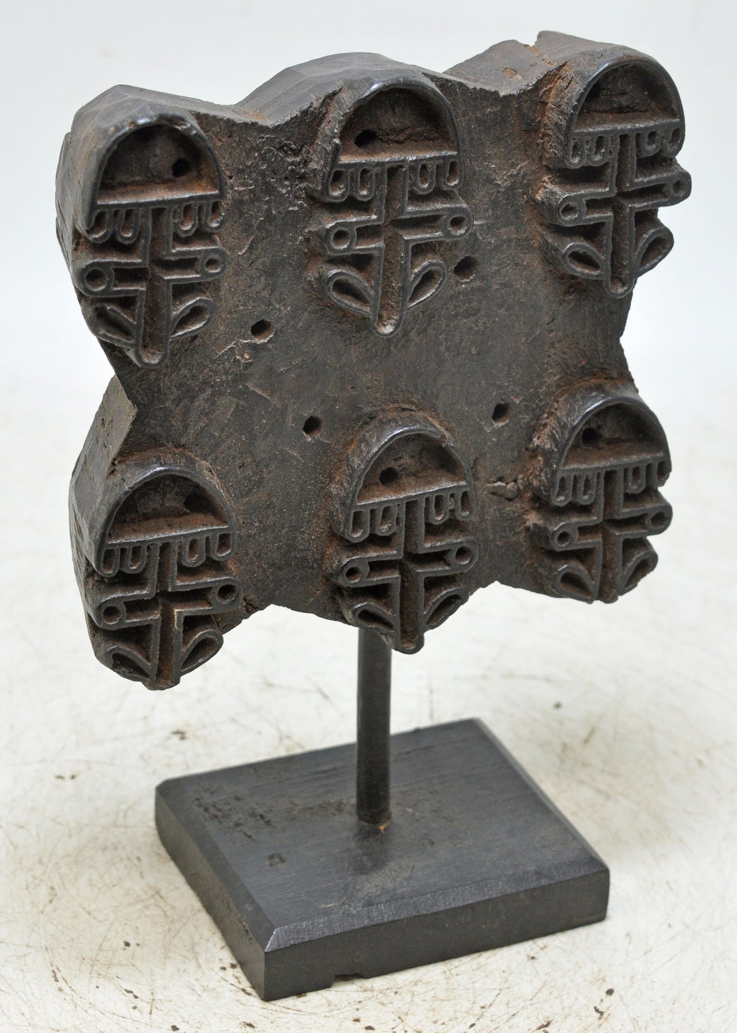 Antique Wooden Textile Printing Block Original Old Hand Carved Floral Design