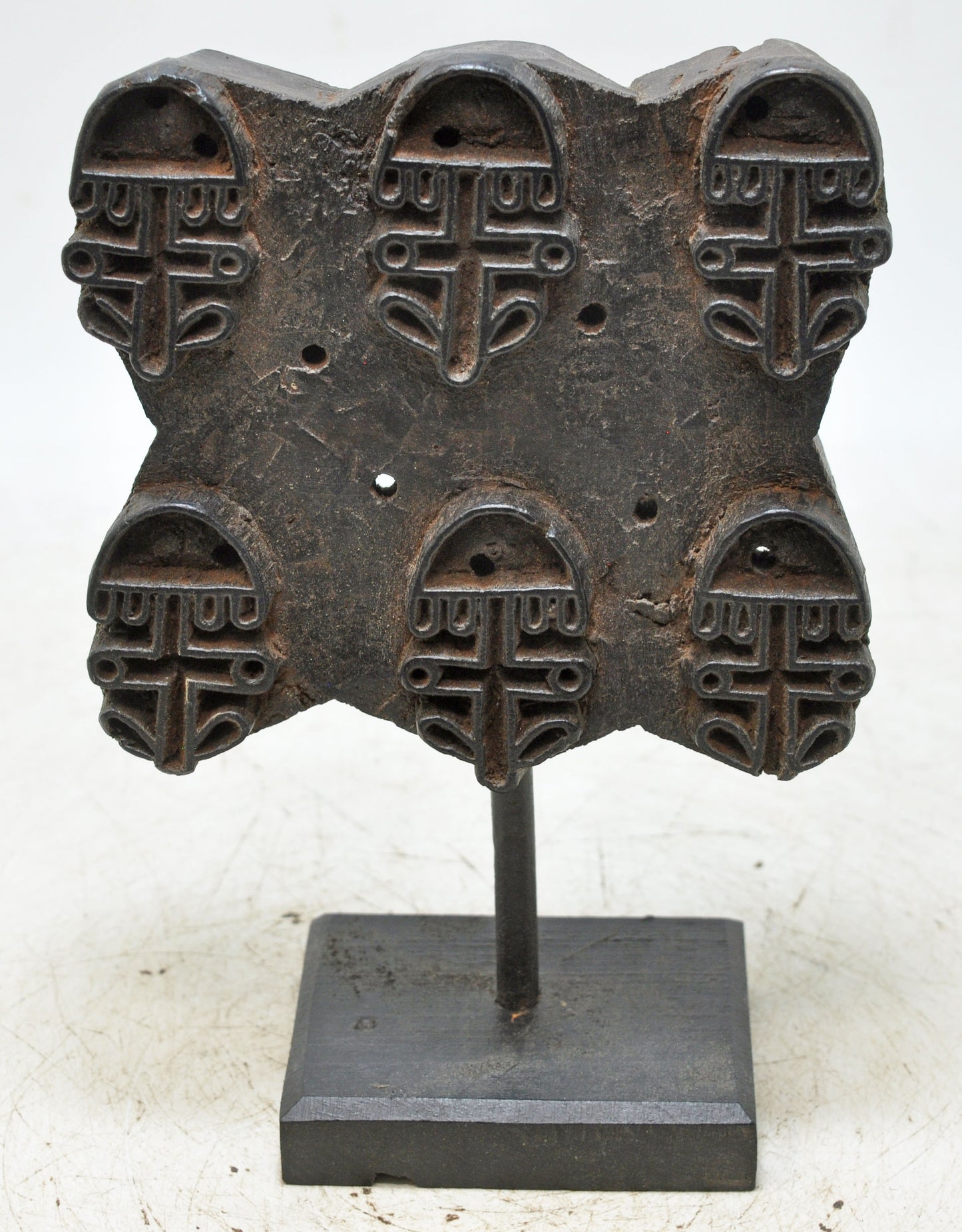 Antique Wooden Textile Printing Block Original Old Hand Carved Floral Design