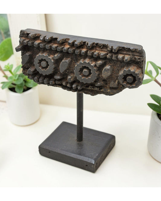 Antique Wooden Textile Printing Block Original Old Hand Carved Floral Design