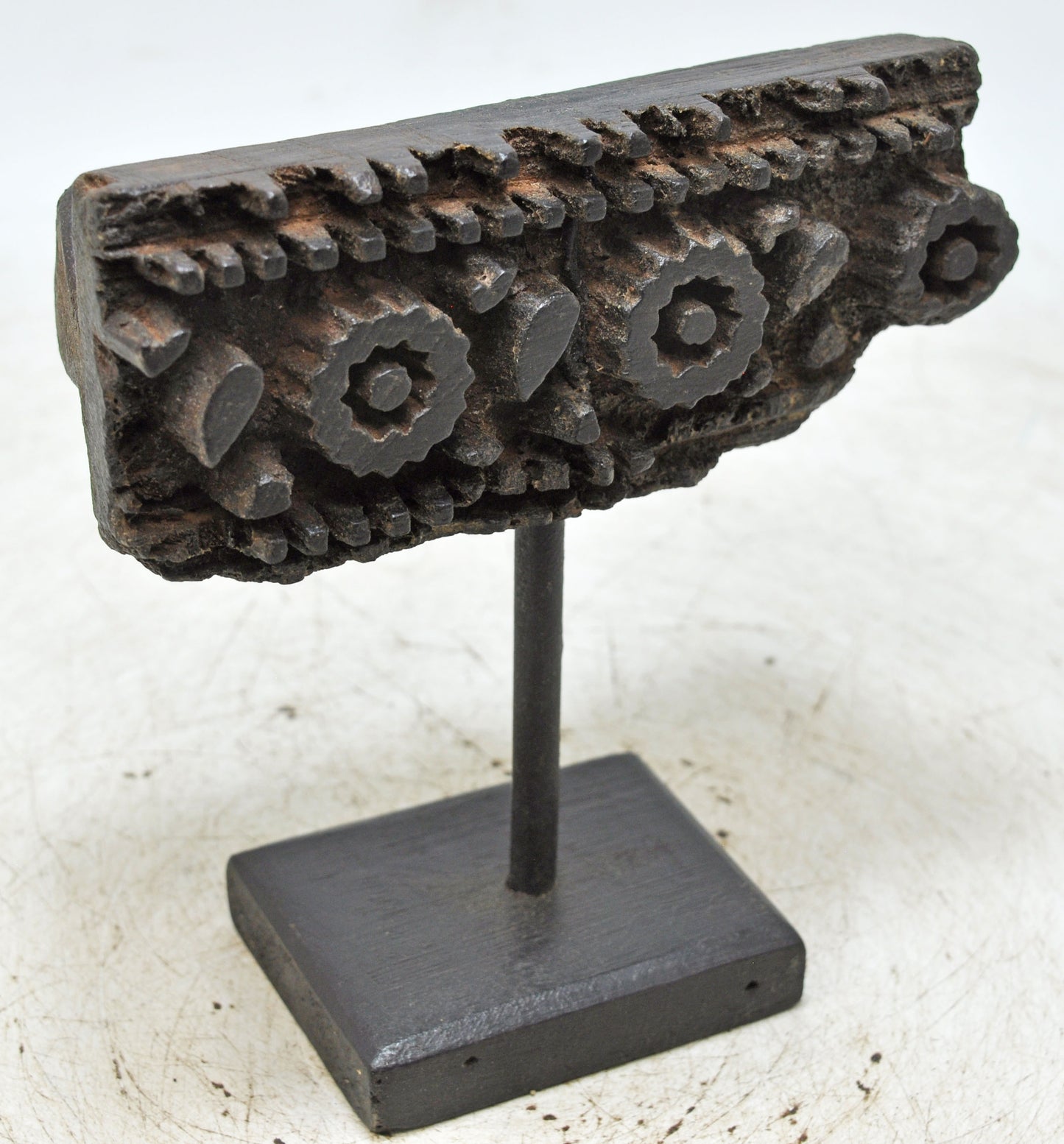 Antique Wooden Textile Printing Block Original Old Hand Carved Floral Design