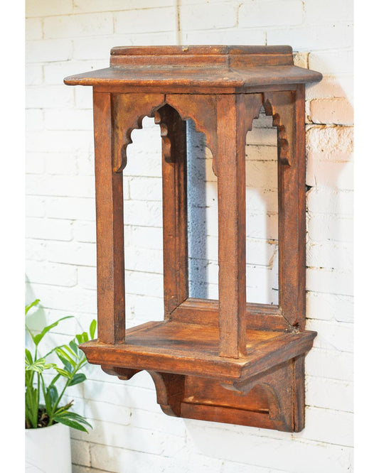 Vintage Wooden Wall Hanging Temple Stand Original Old Hand Crafted