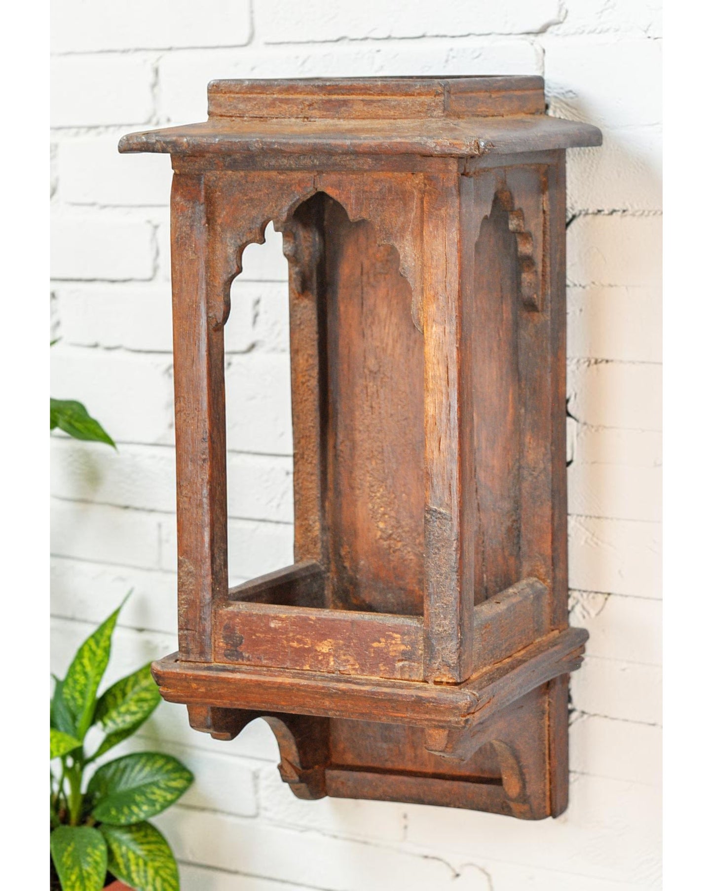 Vintage Wooden Wall Hanging Temple Stand Original Old Hand Crafted
