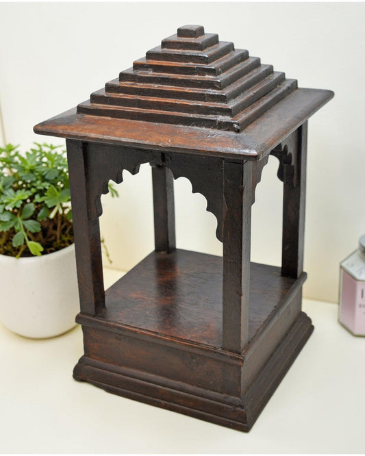 Vintage Wooden Temple Pedestal Stand Original Old Hand Crafted