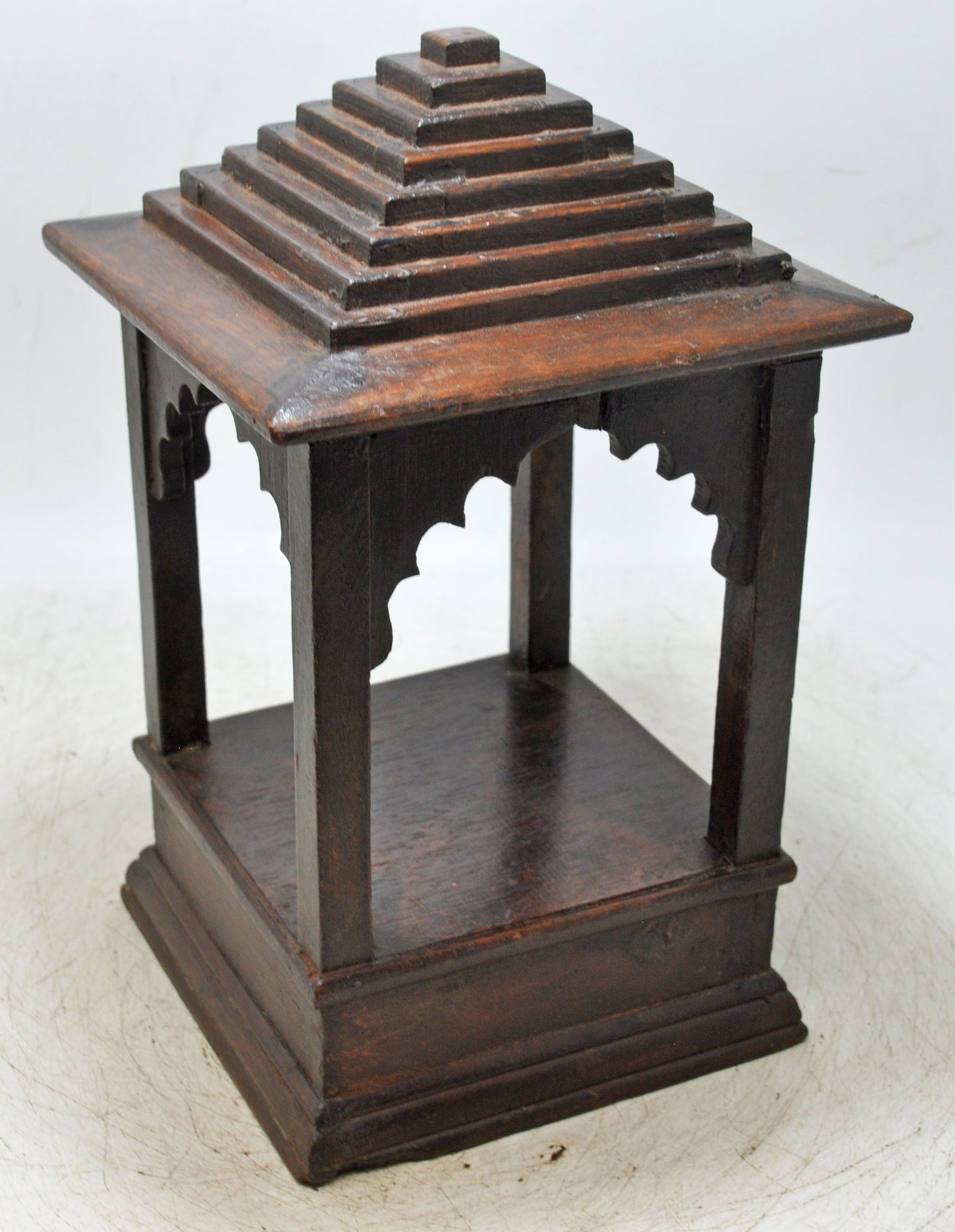 Vintage Wooden Temple Pedestal Stand Original Old Hand Crafted