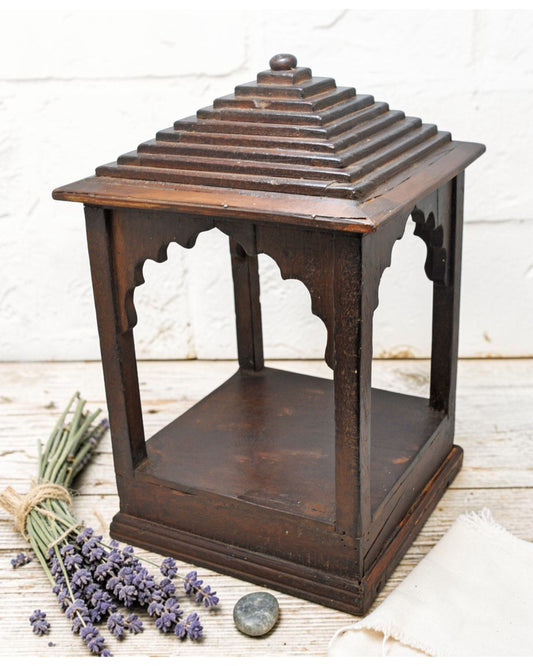 Vintage Wooden Temple Pedestal Stand Original Old Hand Crafted
