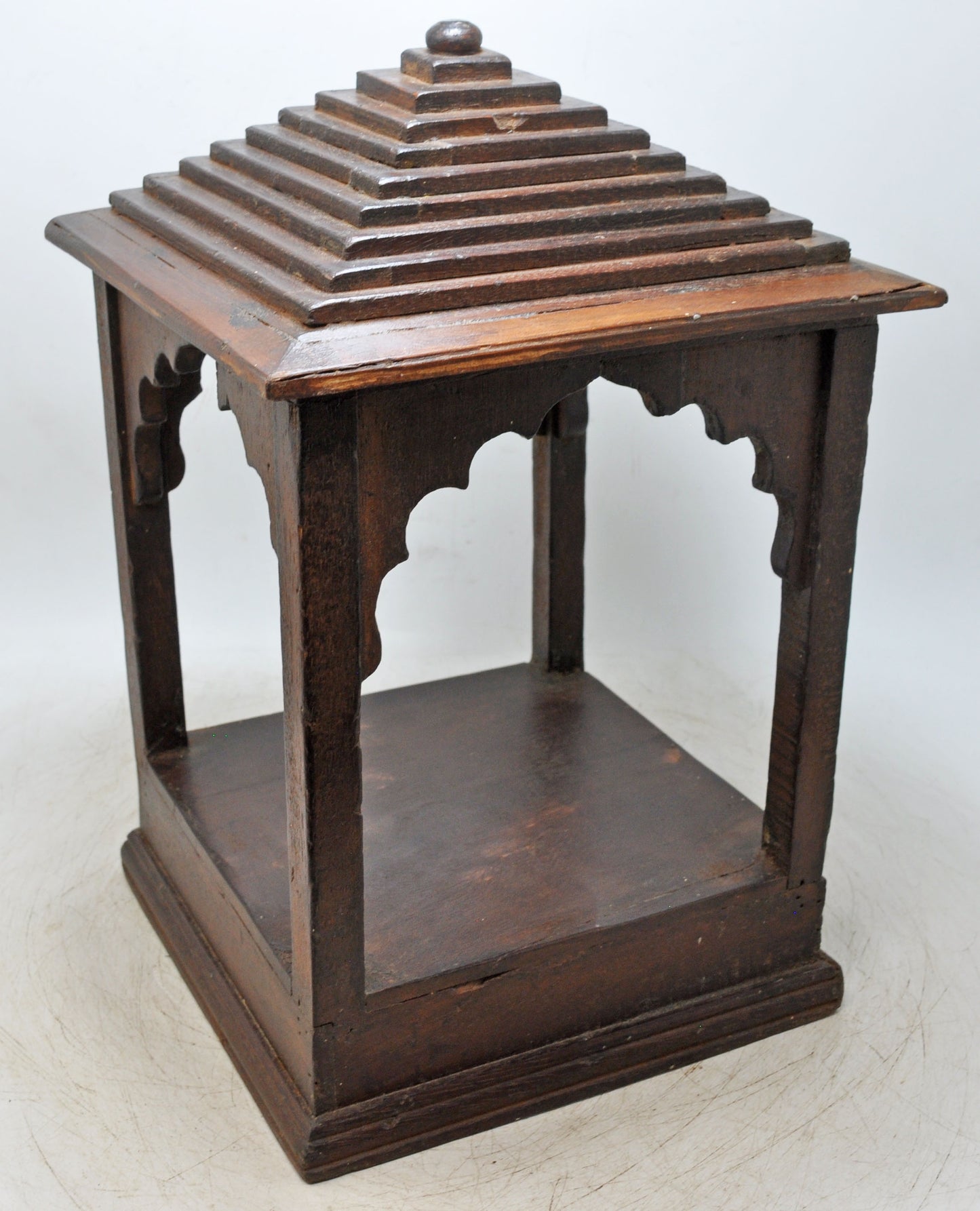 Vintage Wooden Temple Pedestal Stand Original Old Hand Crafted