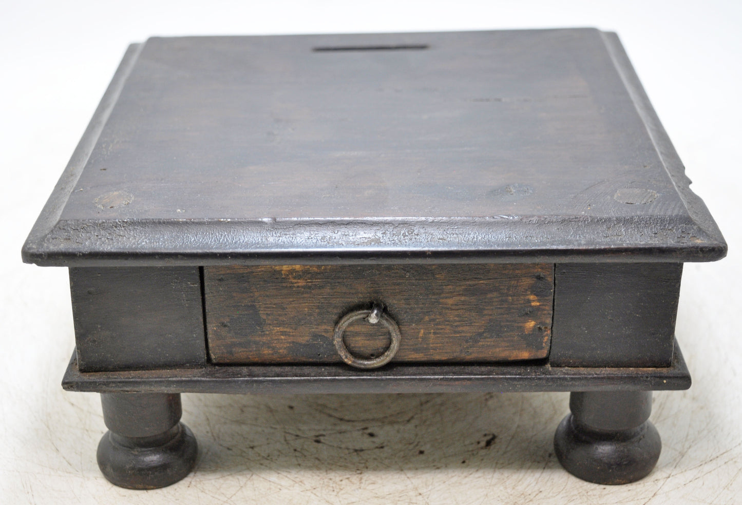Antique Wooden Square Floor Sitting Stool Original Old Hand Crafted