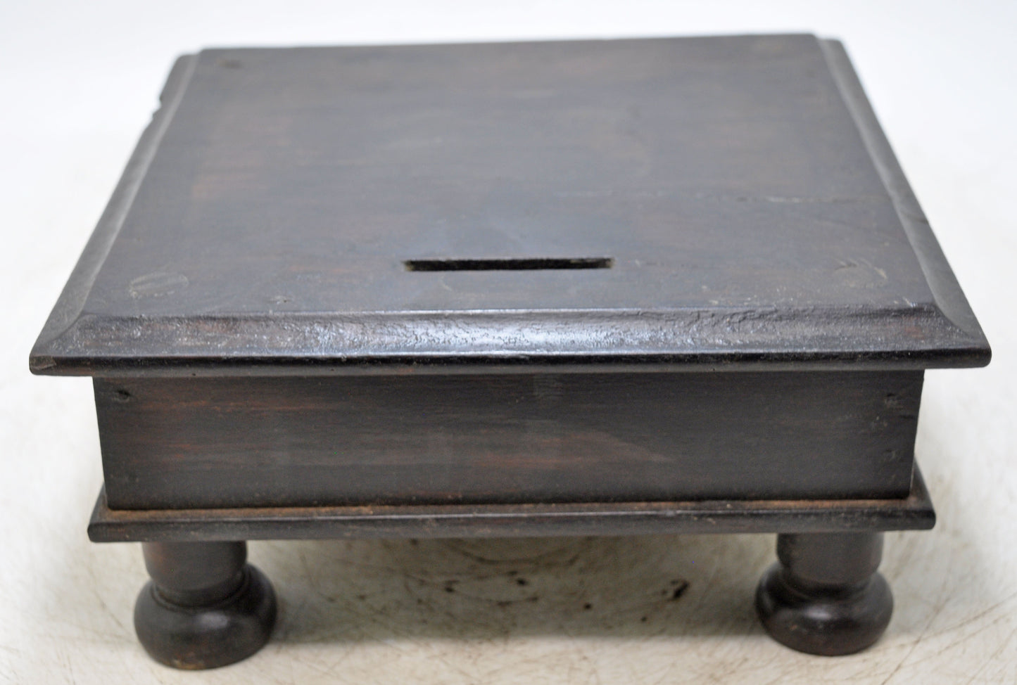 Antique Wooden Square Floor Sitting Stool Original Old Hand Crafted