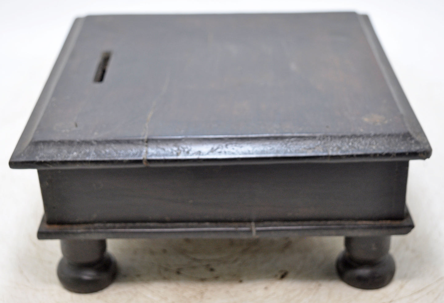 Antique Wooden Square Floor Sitting Stool Original Old Hand Crafted
