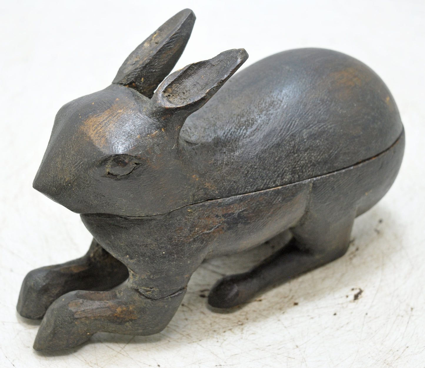 Vintage Wooden Rabbit Figurine Original Old Hand Carved
