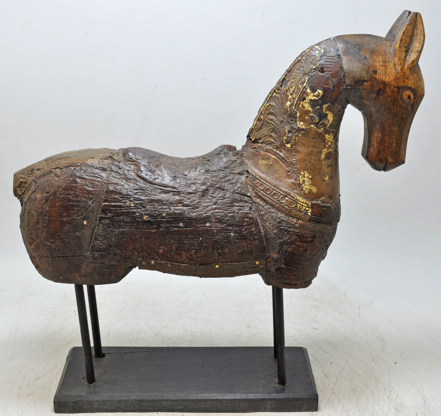 Vintage Wooden Large Horse Figurine Original Old Hand Carved