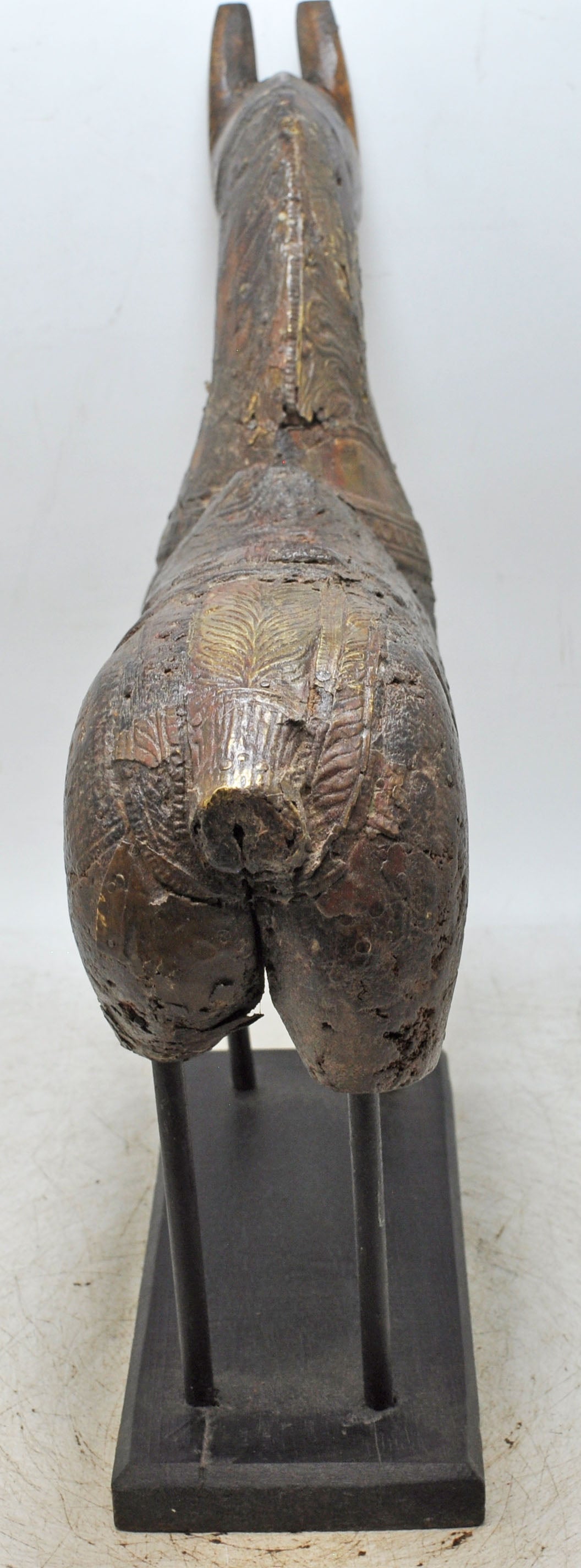 Vintage Wooden Large Horse Figurine Original Old Hand Carved