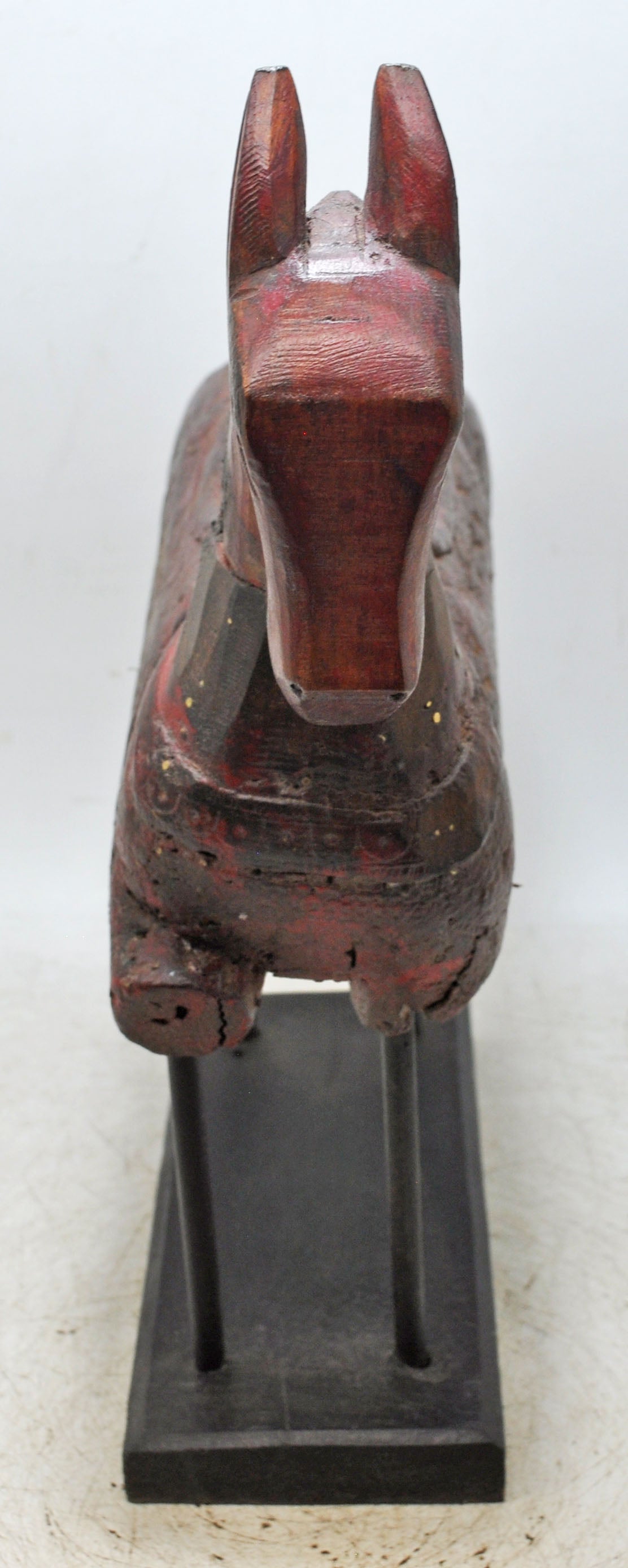 Vintage Wooden Large Horse Figurine Original Old Hand Carved