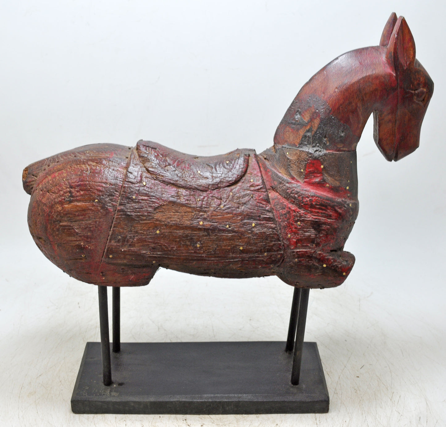 Vintage Wooden Large Horse Figurine Original Old Hand Carved