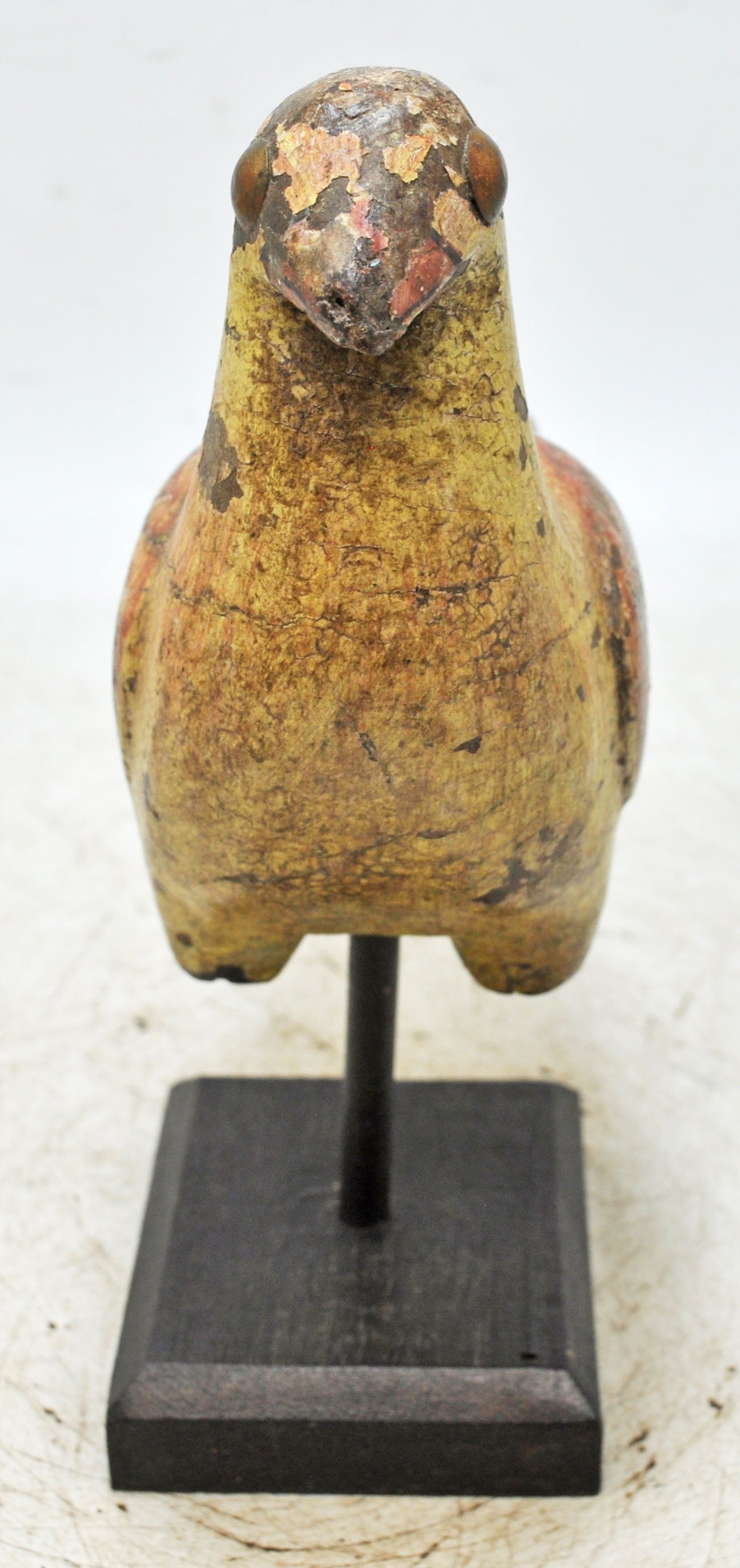 Vintage Wooden Bird Figurine Original Old Hand Carved Painted