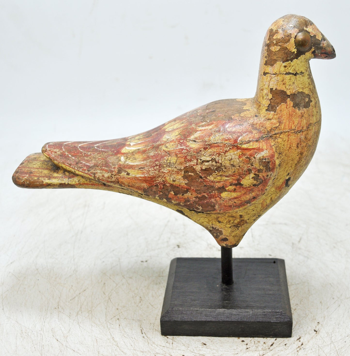 Vintage Wooden Bird Figurine Original Old Hand Carved Painted
