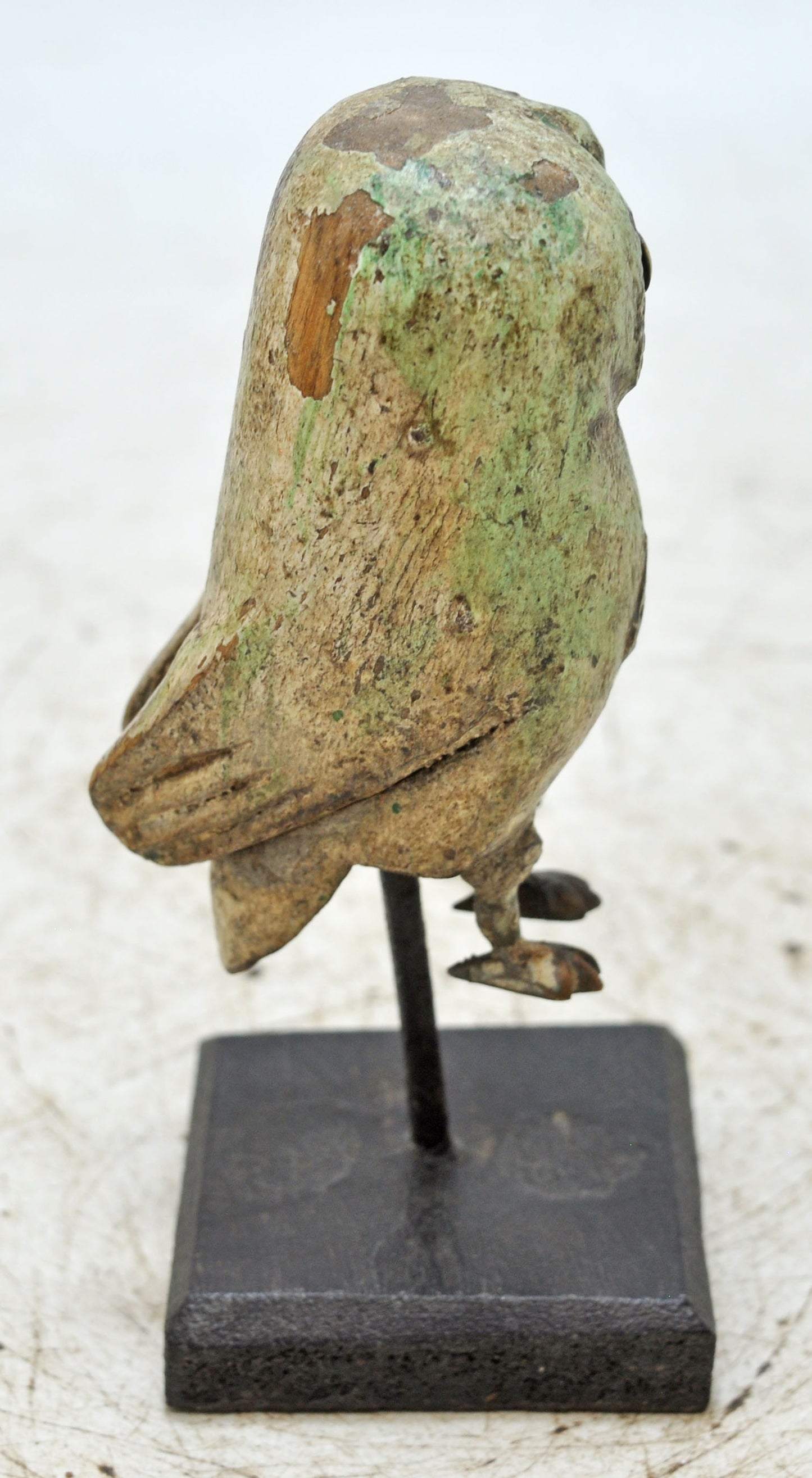Vintage Wooden Owl Bird Figurine Original Old Hand Carved Painted