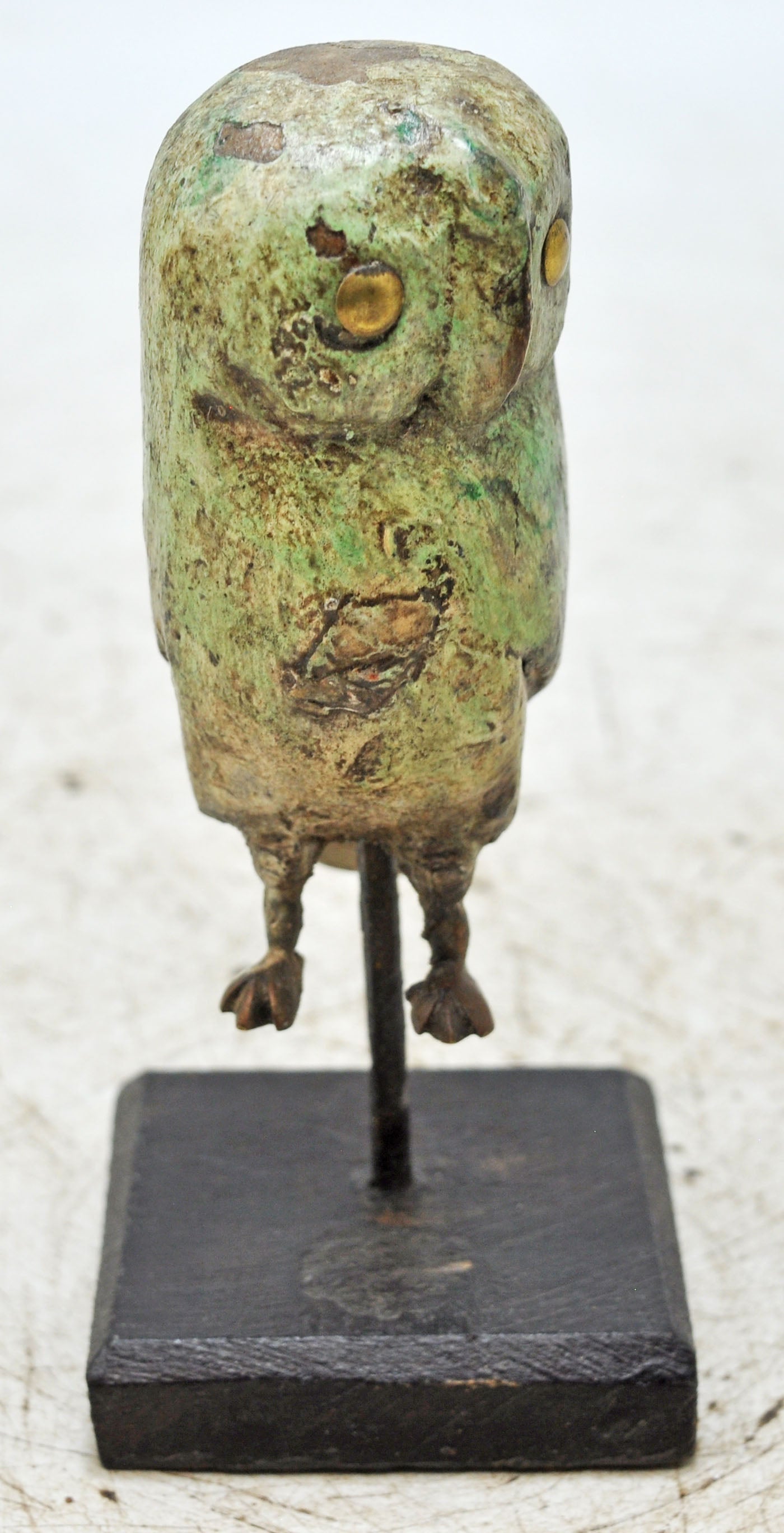 Vintage Wooden Owl Bird Figurine Original Old Hand Carved Painted