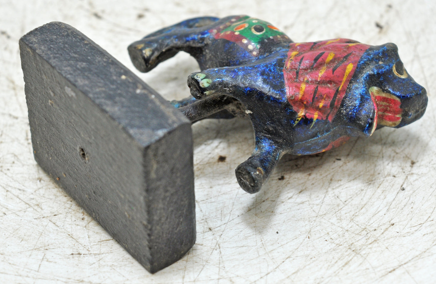 Vintage Wooden Lion Figurine Original Old Hand Carved Painted