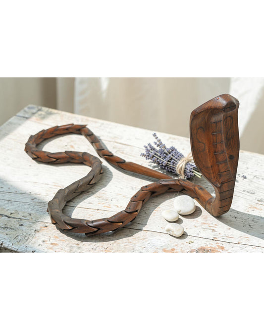 Antique Wooden Snake Figurine Original Old Fine Hand Carved Crafted Unique
