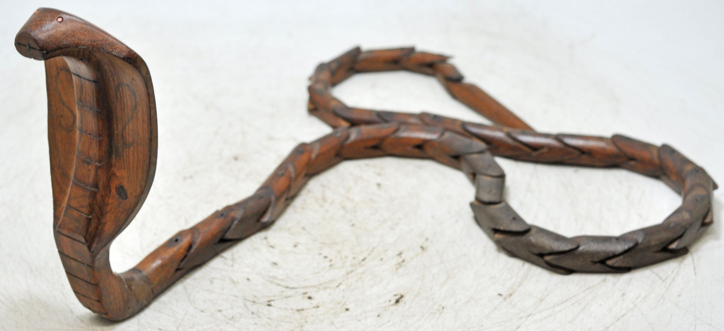 Antique Wooden Snake Figurine Original Old Fine Hand Carved Crafted Unique