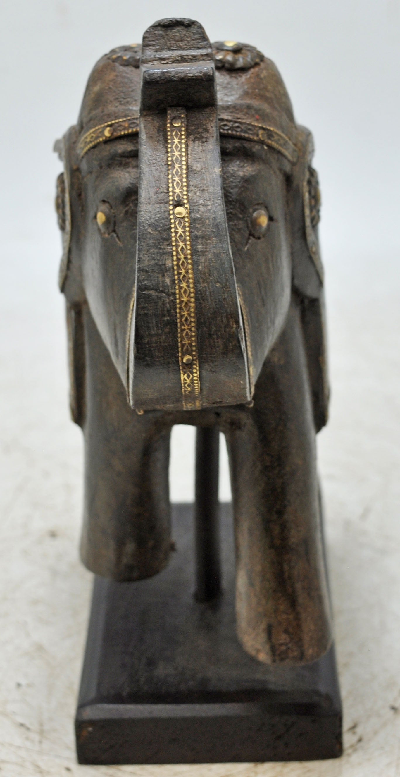 Vintage Wooden Small Elephant Figurine Original Old Hand Carved