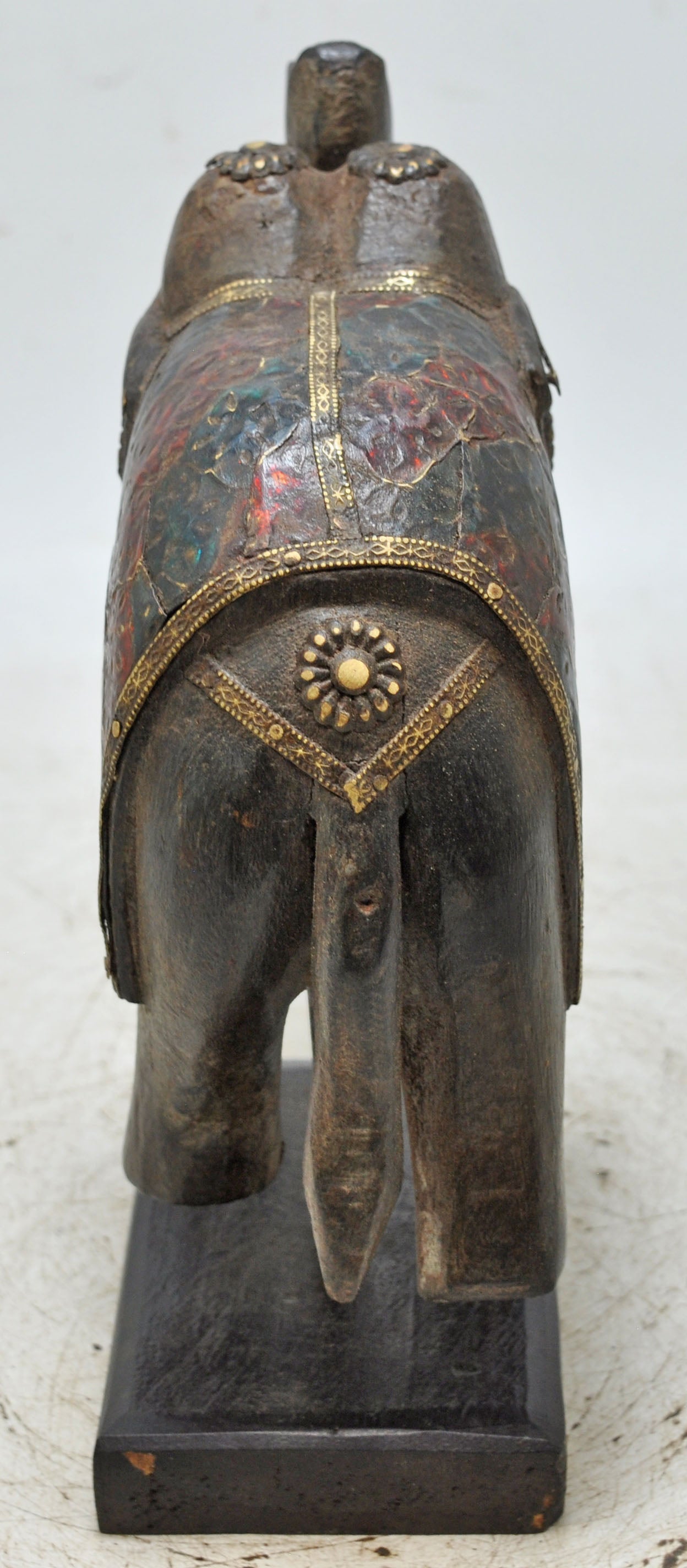 Vintage Wooden Small Elephant Figurine Original Old Hand Carved