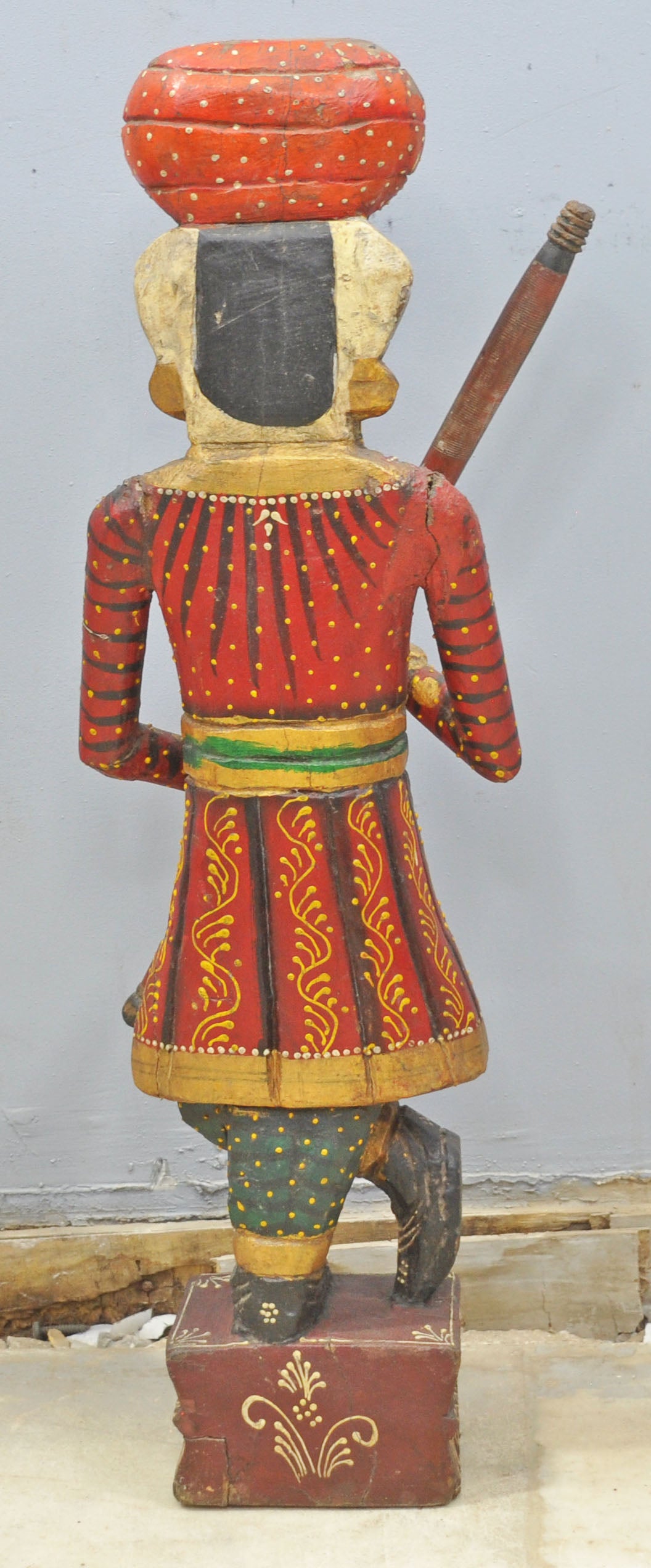 Vintage Wooden Tall Watchman Figurine Original Old Fine Hand Carved Painted