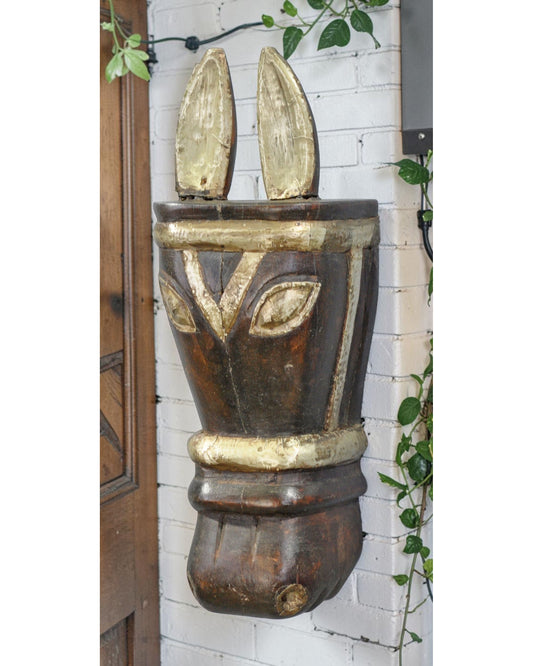 Vintage Wooden Wall Hanging Horse Head Bust Figurine Original Old Fine Hand Carved