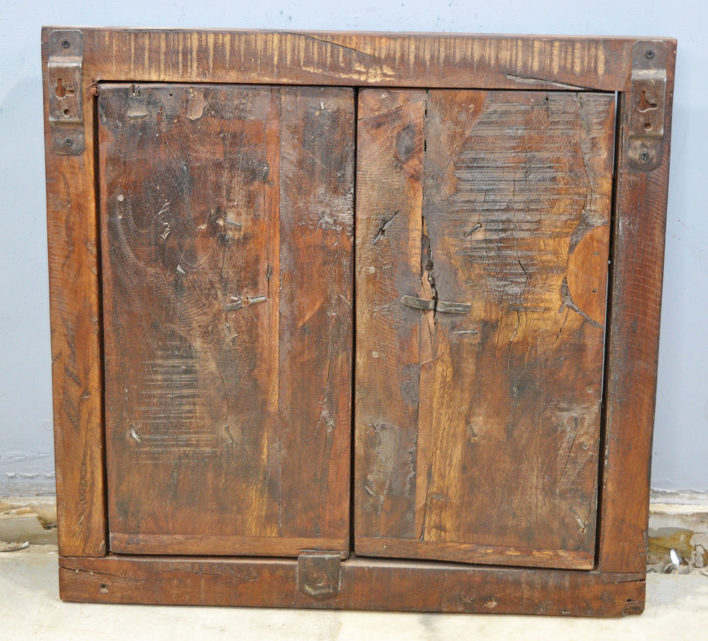 Antique Wooden Wall Décor Window Panel With Frame Original Old Fine Carved Metal Fitted