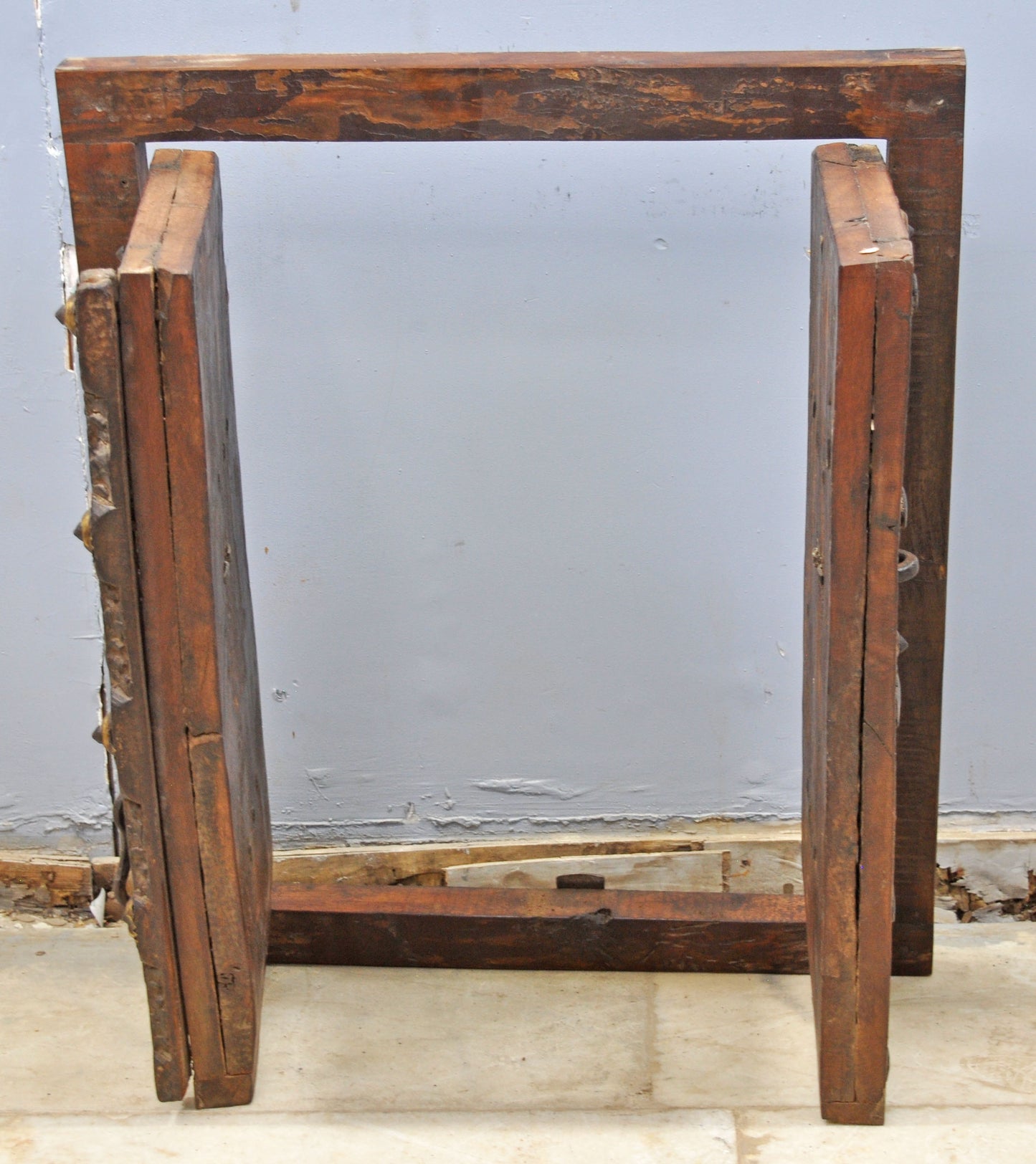 Antique Wooden Wall Décor Window Panel With Frame Original Old Fine Carved Brass Fitted