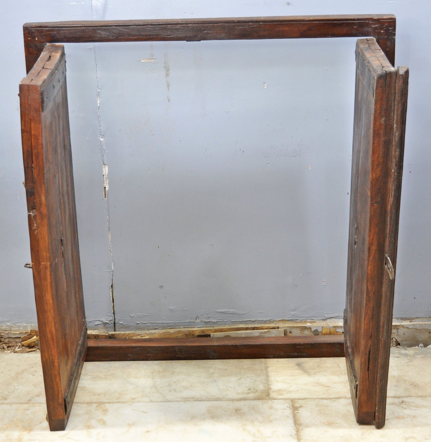 Antique Wooden Wall Décor Window Panel With Frame Original Old Fine Carved Brass Fitted