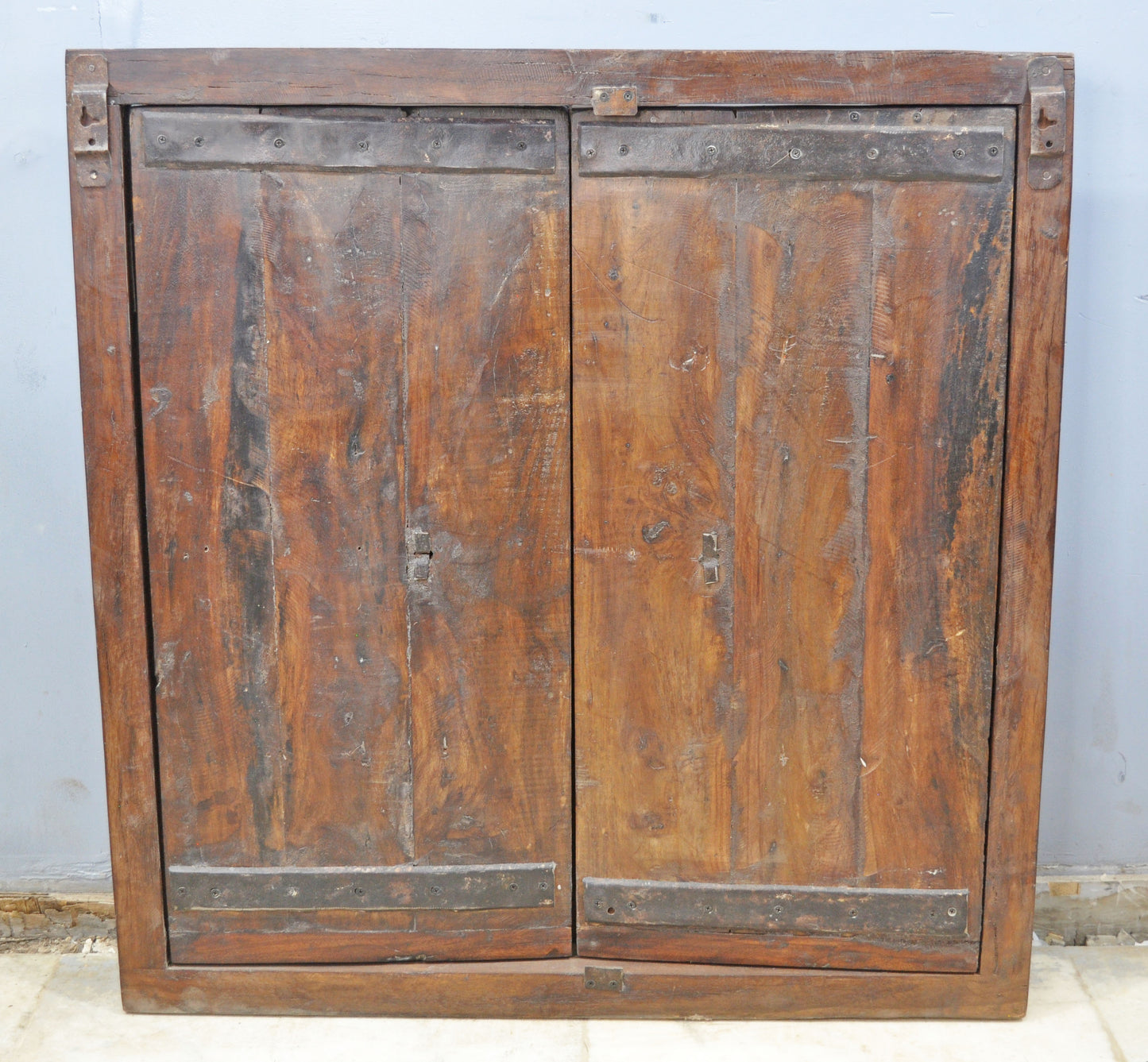 Antique Wooden Wall Décor Window Panel With Frame Original Old Fine Carved Brass Fitted