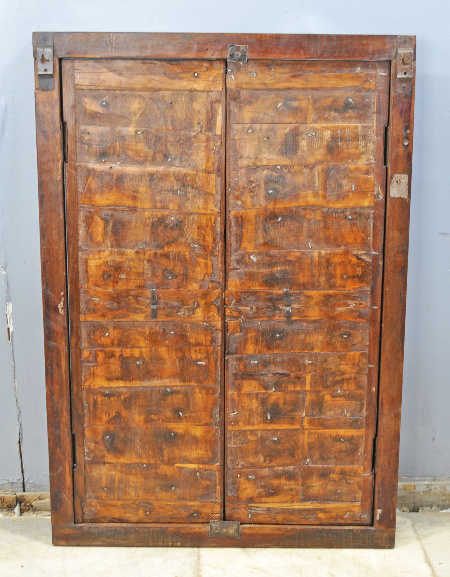 Antique Wooden Wall Décor Window Panel With Frame Original Old Fine Carved Metal Fitted