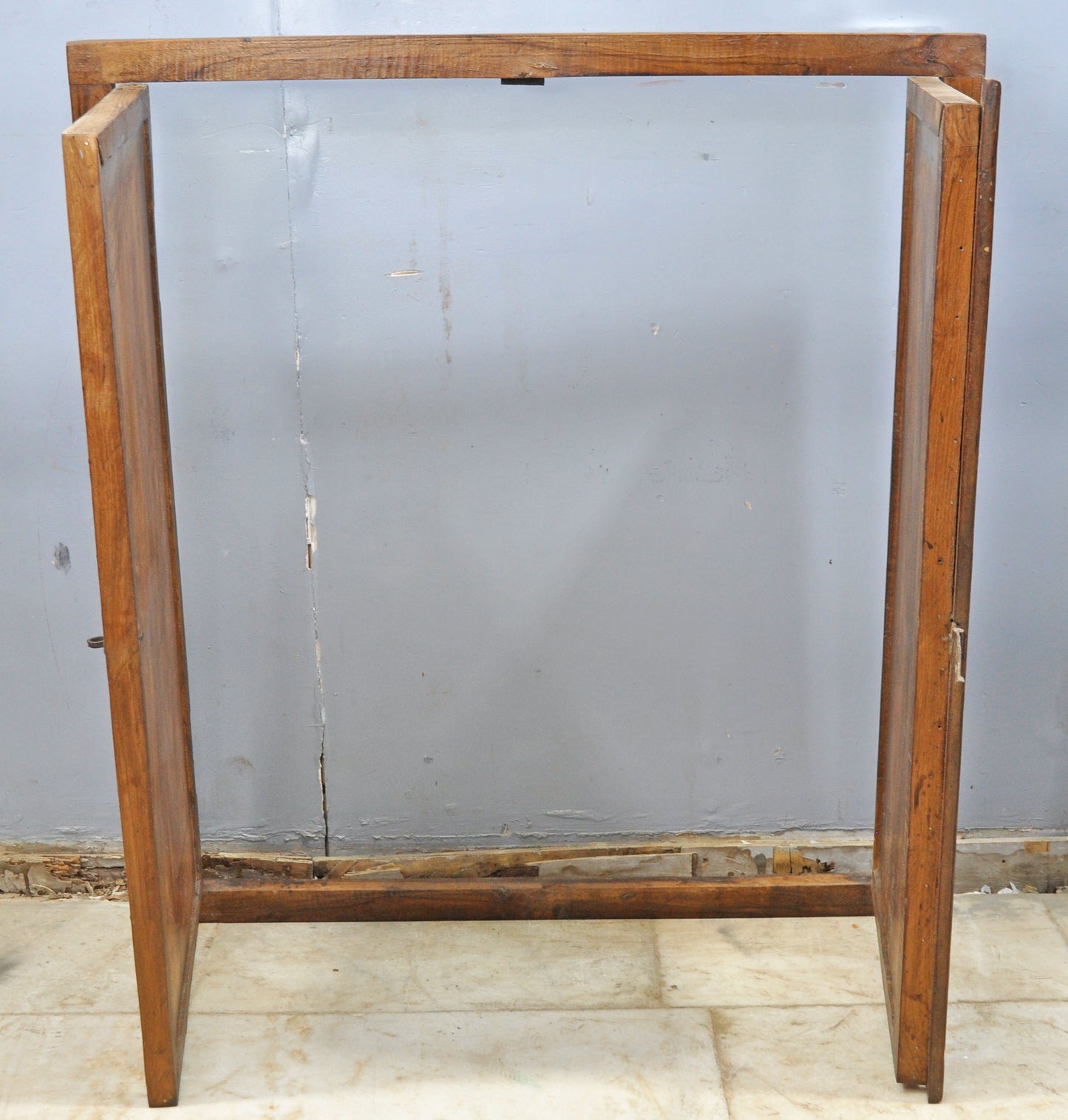 Antique Wooden Large Wall Décor Window Panel Original Old Fine Carved Stained Glass Fitted