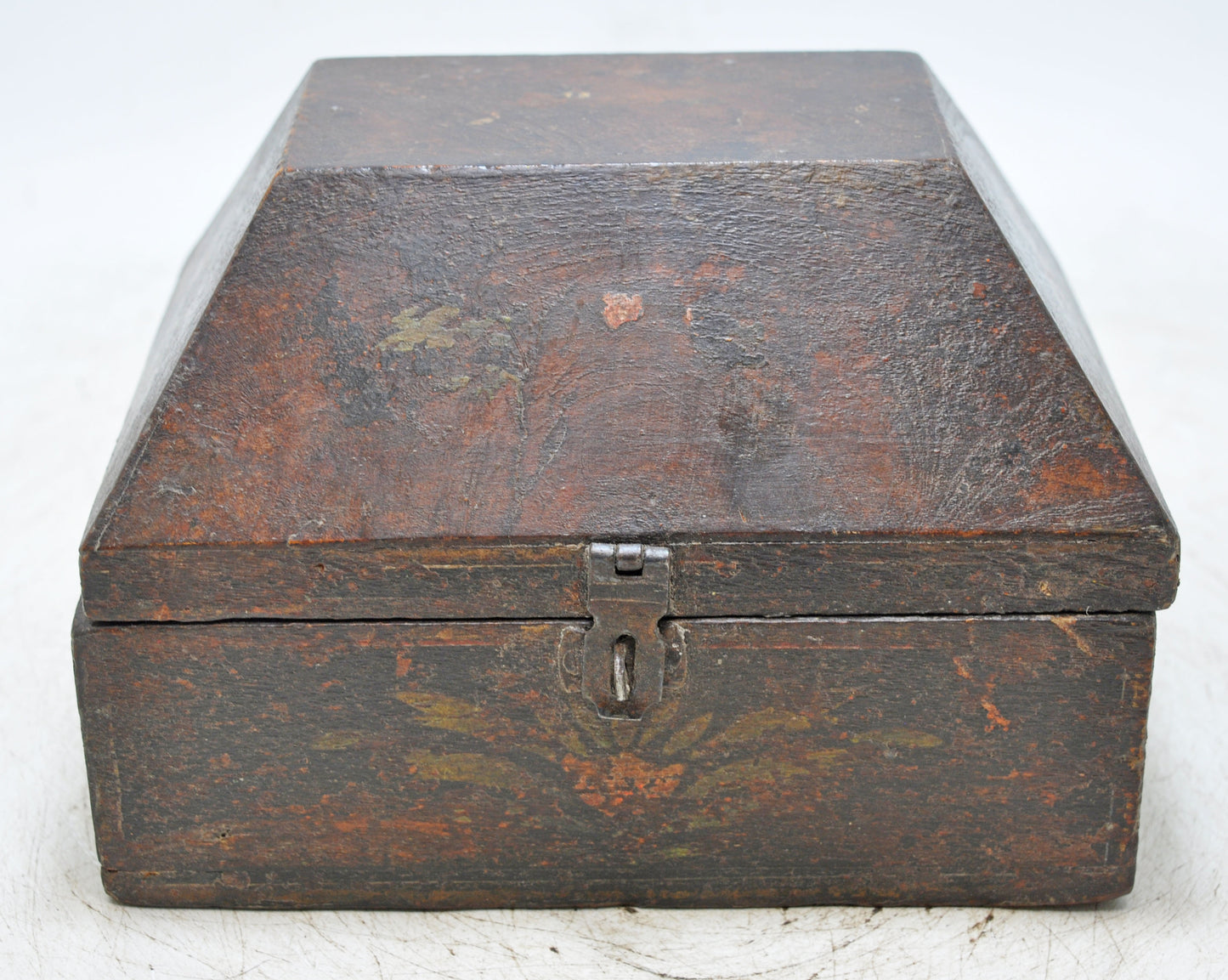 Vintage Wooden Dome Shaped Storage Box Original Old Hand Crafted Painted