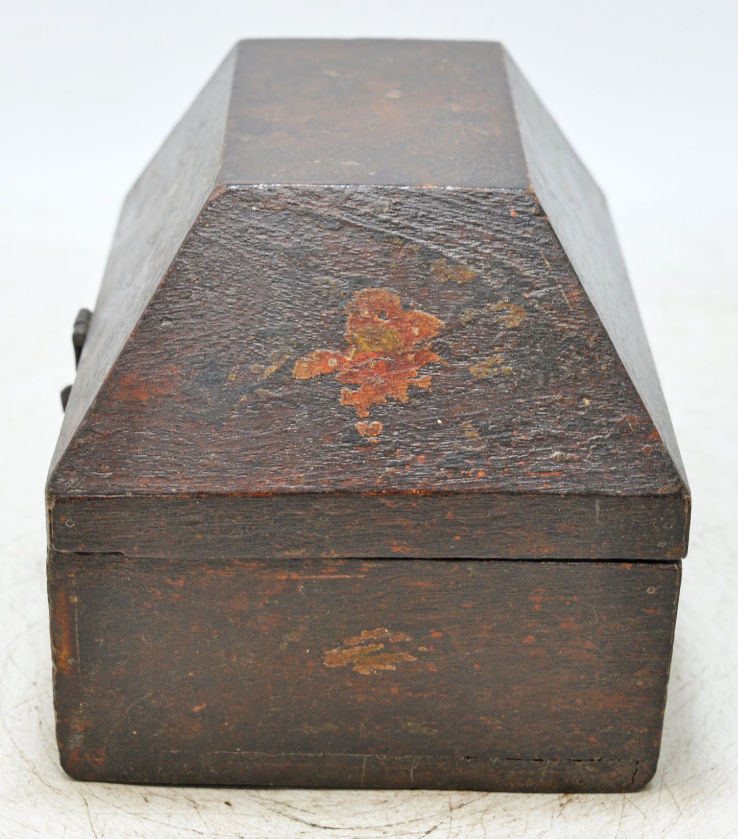 Vintage Wooden Dome Shaped Storage Box Original Old Hand Crafted Painted