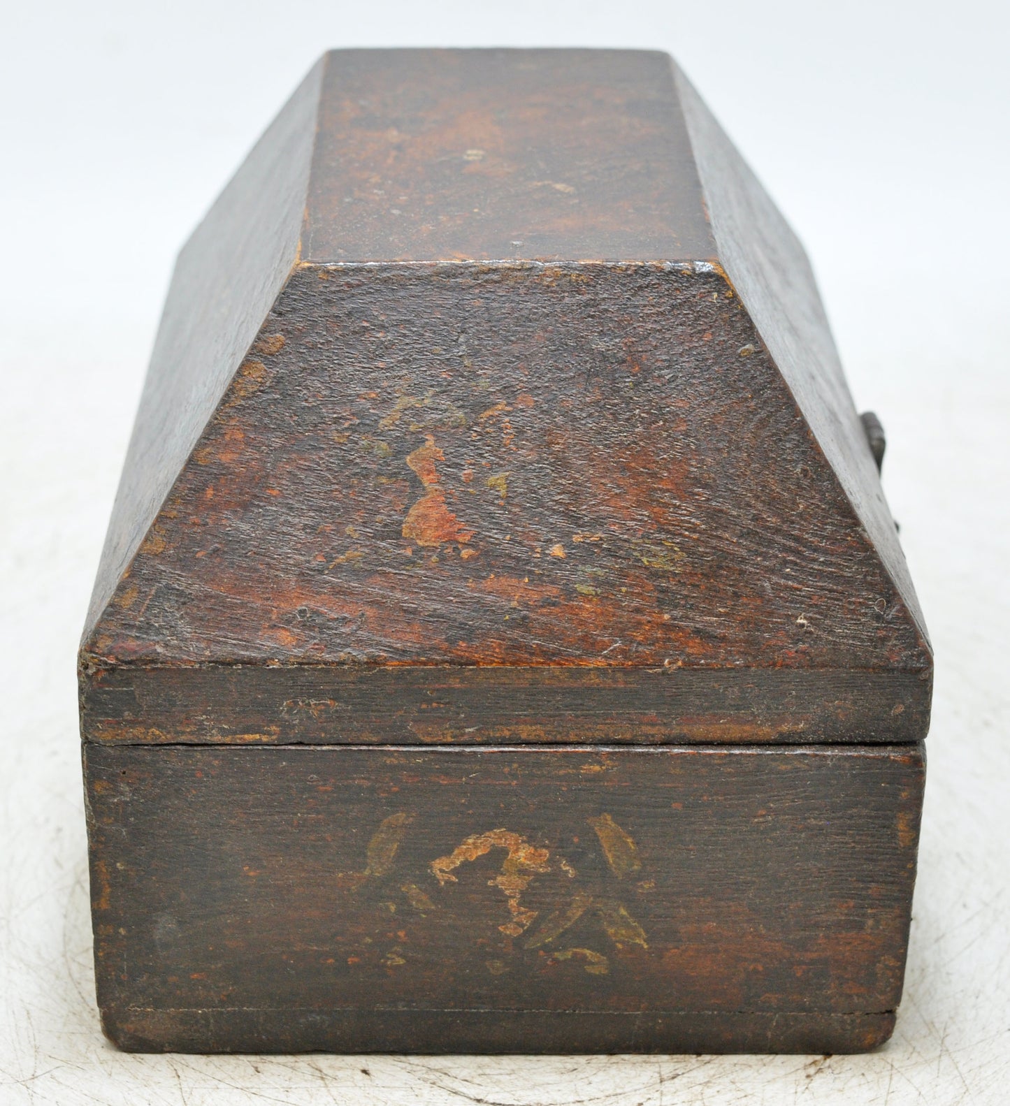 Vintage Wooden Dome Shaped Storage Box Original Old Hand Crafted Painted