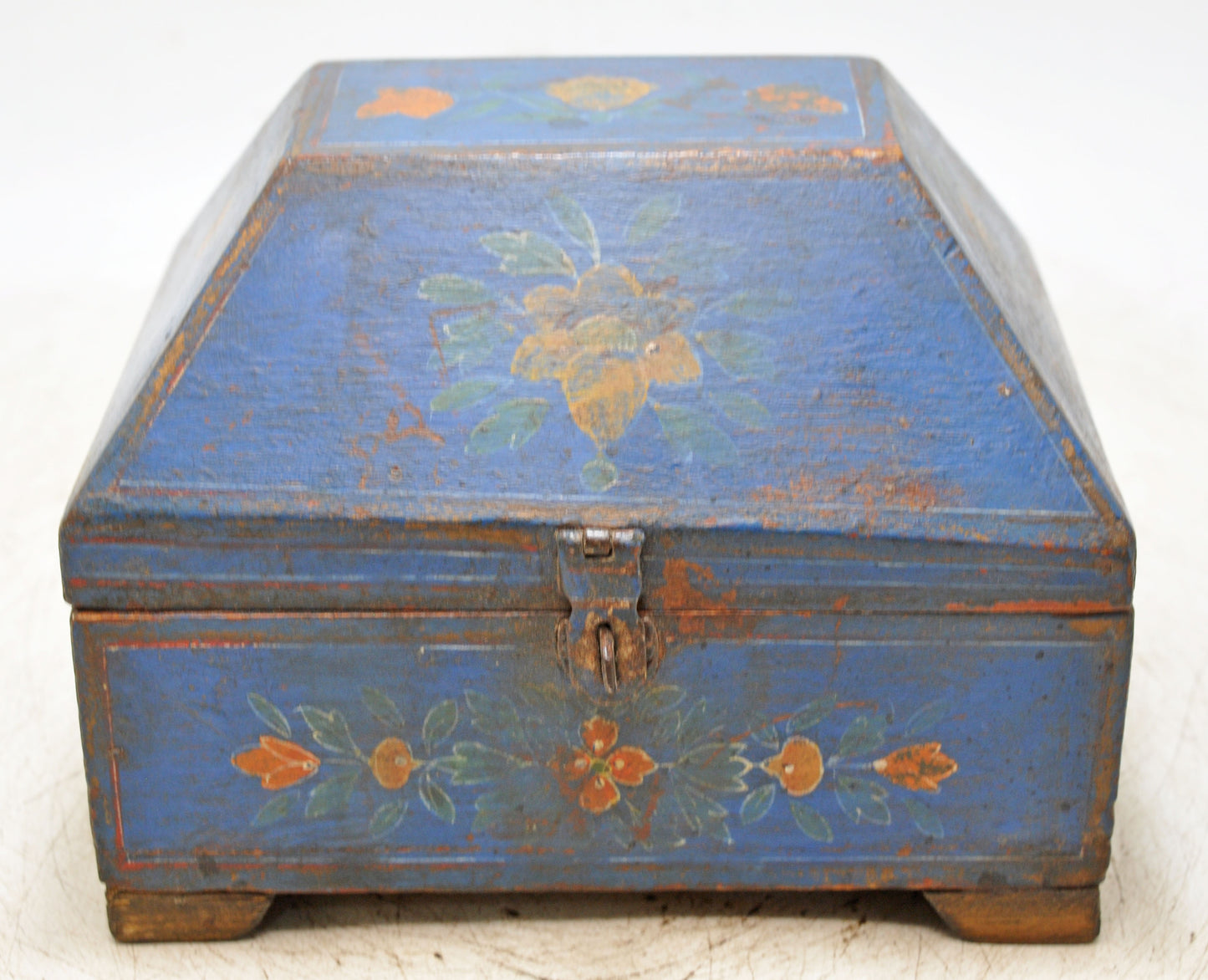Vintage Wooden Dome Shaped Storage Box Original Old Hand Crafted Painted