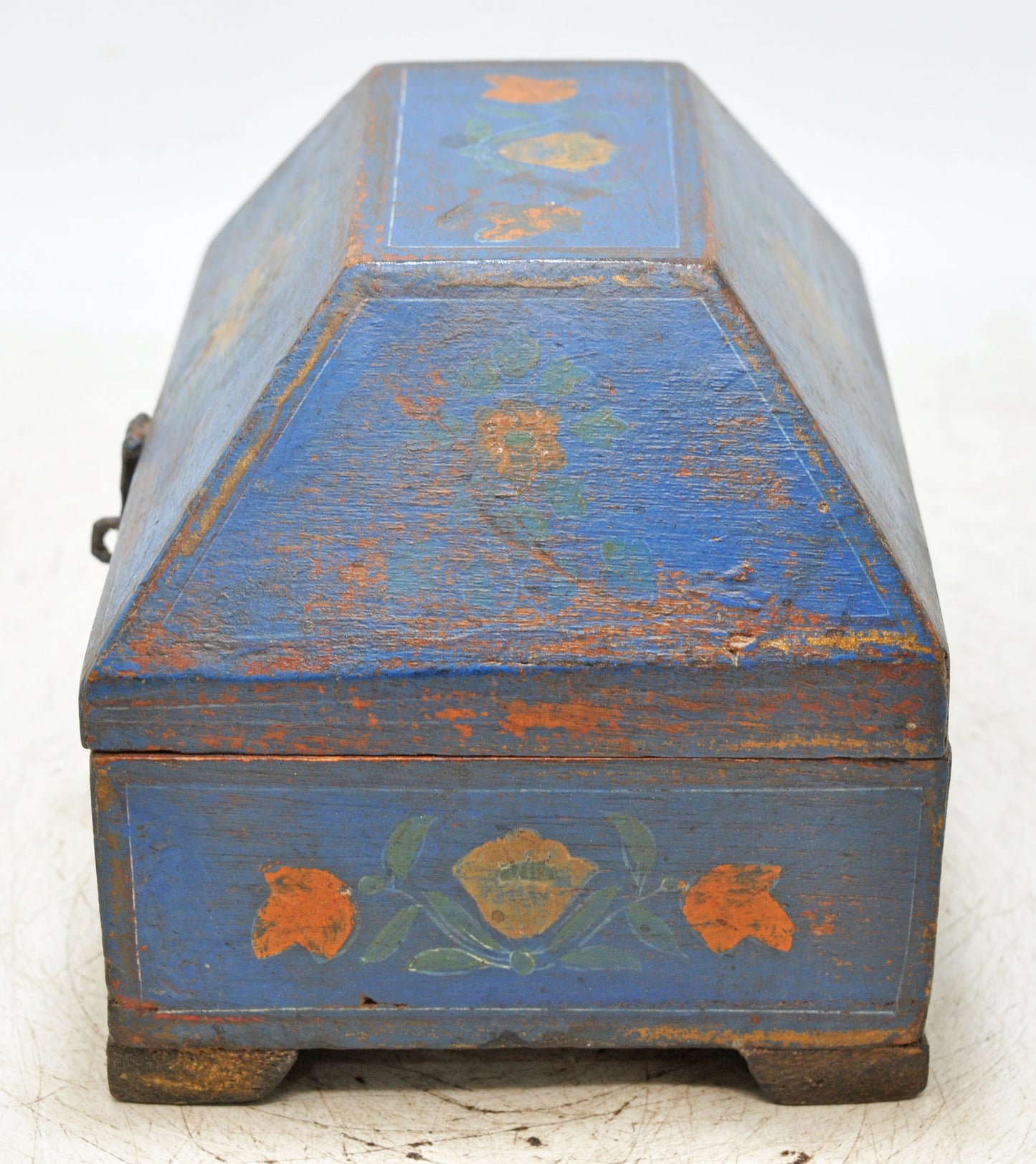 Vintage Wooden Dome Shaped Storage Box Original Old Hand Crafted Painted