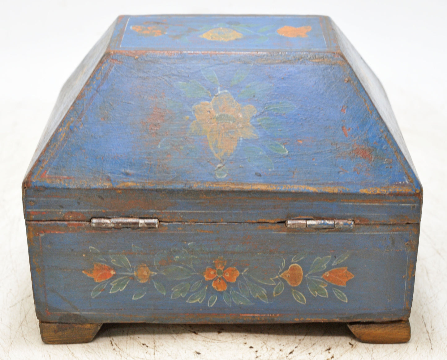Vintage Wooden Dome Shaped Storage Box Original Old Hand Crafted Painted