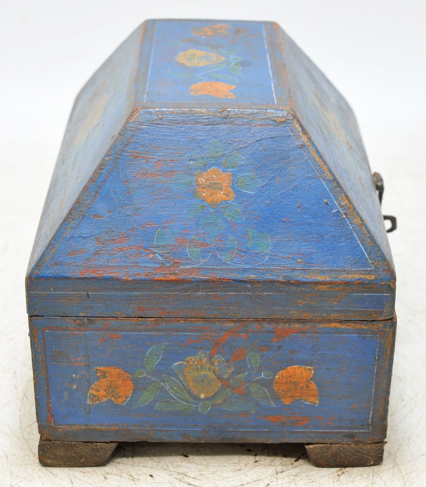 Vintage Wooden Dome Shaped Storage Box Original Old Hand Crafted Painted