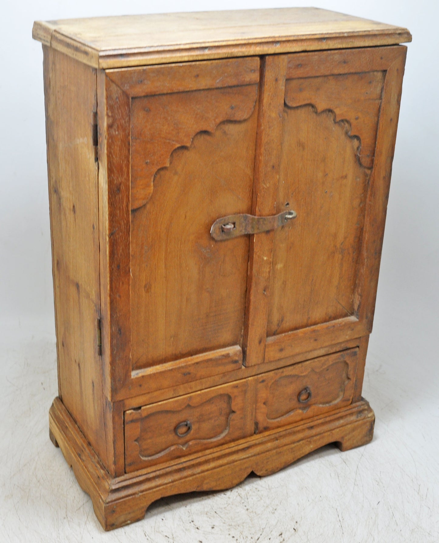 Vintage Wooden Mini Storage Cabinet Original Old Fine Hand Crafted Carved