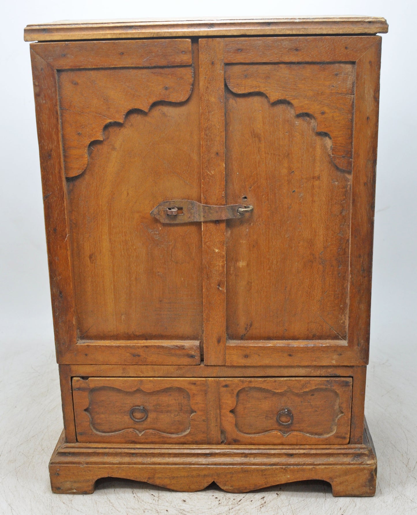 Vintage Wooden Mini Storage Cabinet Original Old Fine Hand Crafted Carved