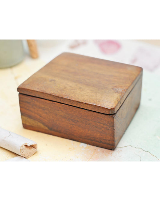 Vintage Wooden Small Kum Kum Powder Tika Box Original Old Hand Crafted